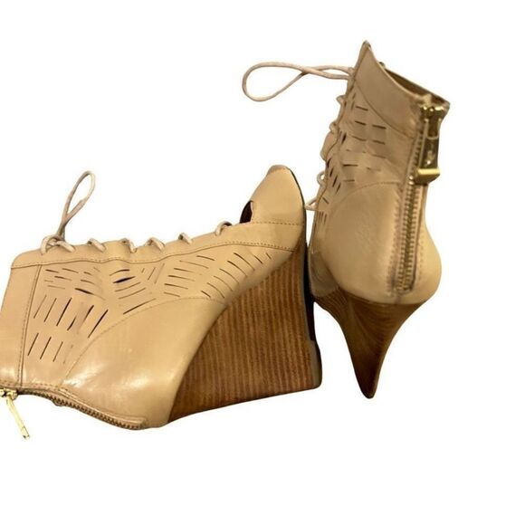 Report Signature Tan Peep-Toe Wedge Ankle Boots - Picture 3 of 6